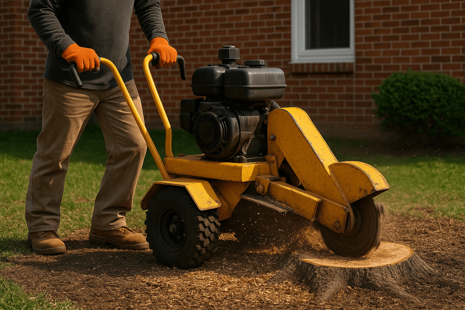 Stump grinding in my backyard in Minnesota